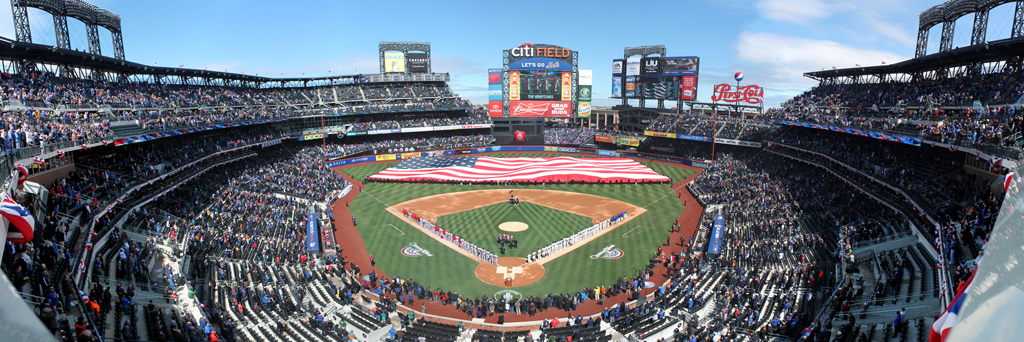 CitiField Panorama Opening Day USA Flag - QBC Special