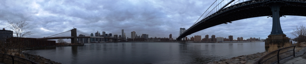 Brooklyn and Manhattan Bridges - NYC Skyline