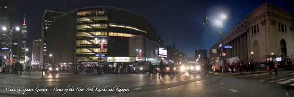 Madison Square Garden at Night Panorama - Empire State Building