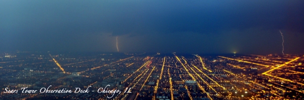 Lightning Strikes from the Top of the Sears Tower
