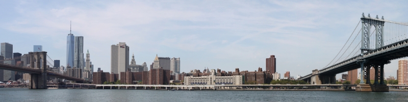 Brooklyn and Manhattan Bridges East River - NYC Skyline