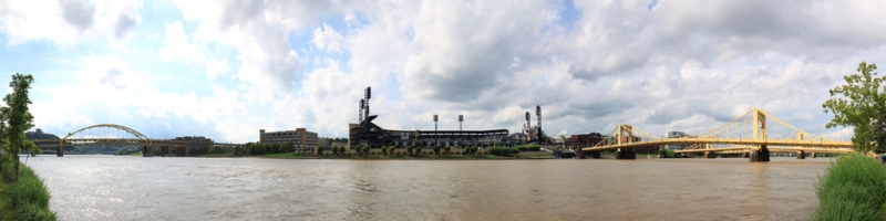 PNC Park Panorama - Allegheny River and Roberto Clemente Bridge