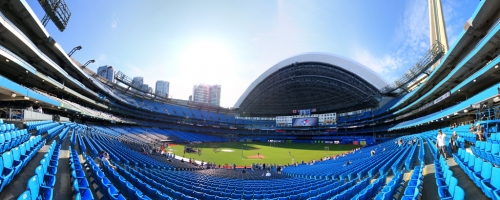 Rogers Center Panorama - Toronto Blue Jays - 1B View - Roof Open