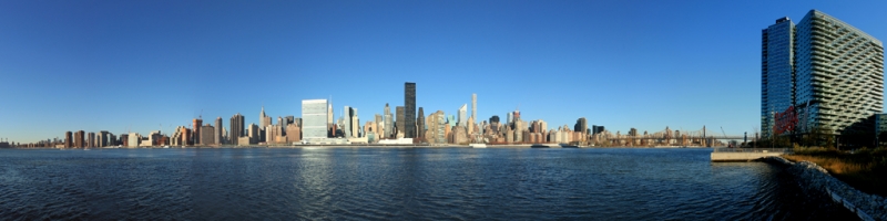 NYC Skyline Panorama from Long Island City near Pepsi Sign