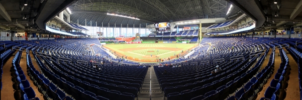 Marlins Park Panorama - Miami Marlins - Home Plate Box Pre-Game